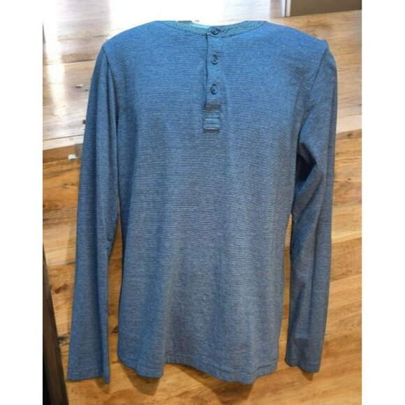 Travis Mathew Mens Blue Striped Henley Shirt Small - Picture 1 of 7
